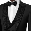 کت و شلوار و ژیله تک دکمه یقه بلیزر تاکسیدو طرح دار فاستونی Di Claro