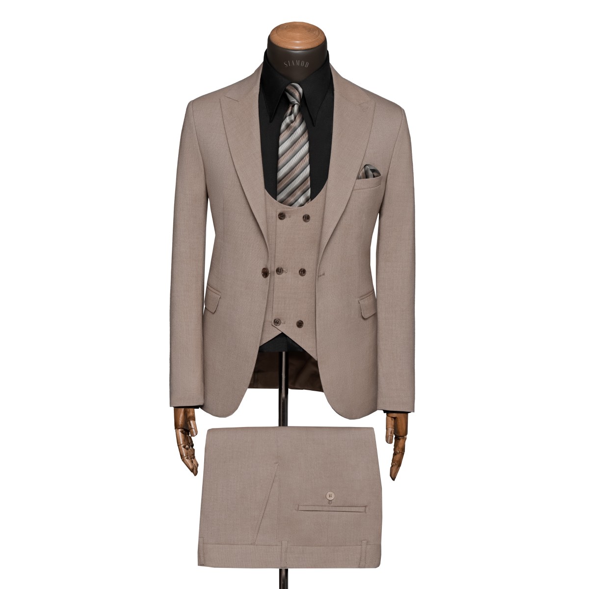 کت و شلوار و ژیله تک دکمه یقه بلیزر جودون ریز سیامد Siamod