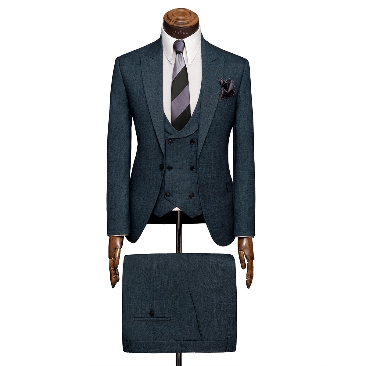 کت و شلوار و ژیله تک دکمه یقه بلیزر آیرسکو سوزنی پرگاس Pergase