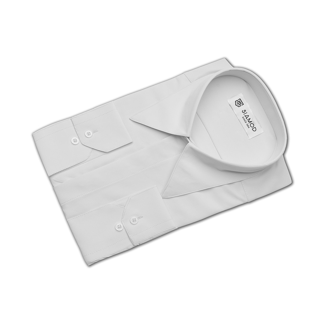 پیراهن مردانه استین بلند یقه امریکایی دکمه مخفی کرپ دوشین سیامد