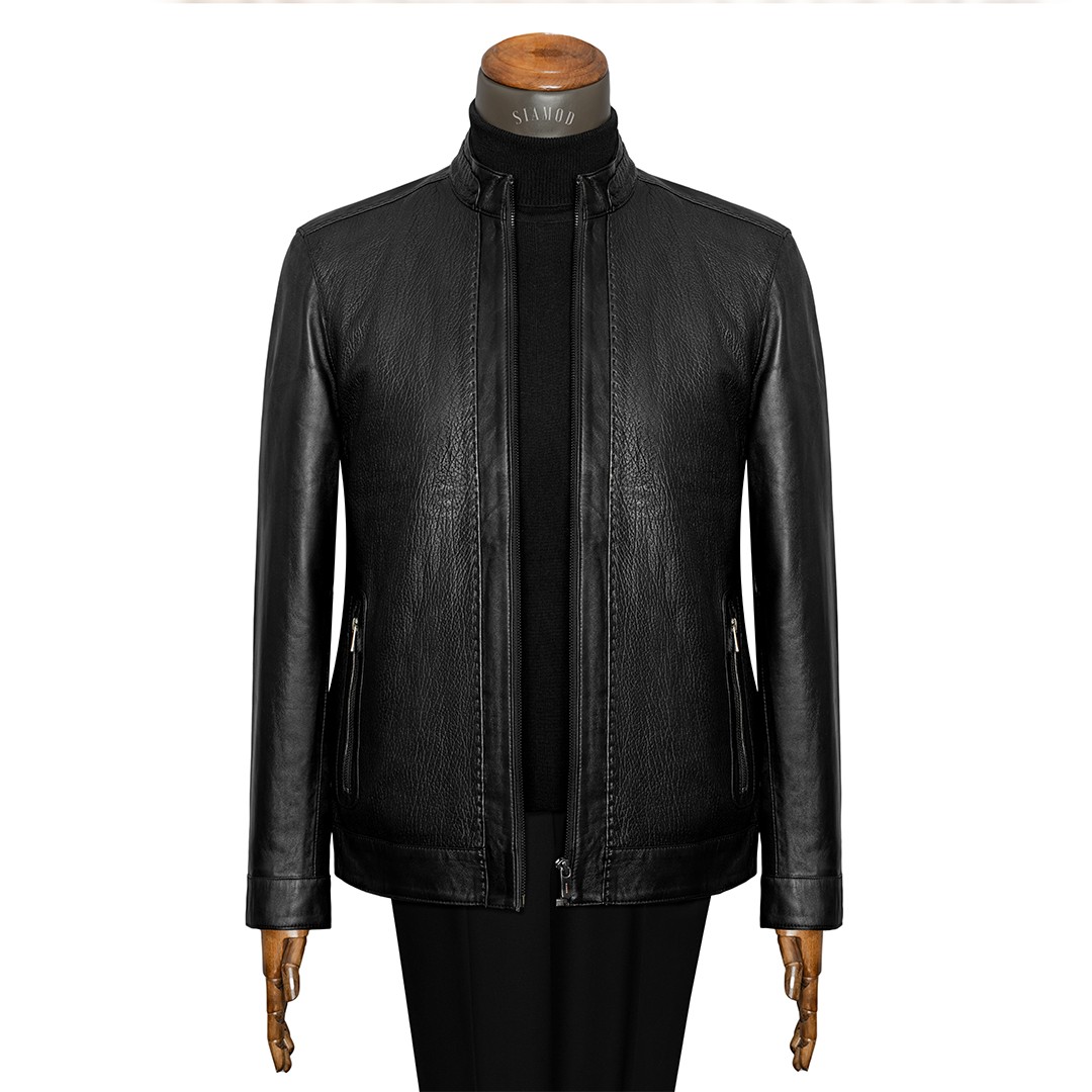 کاپشن یقه حاکم کژوال تمام چرم سیامد 8645