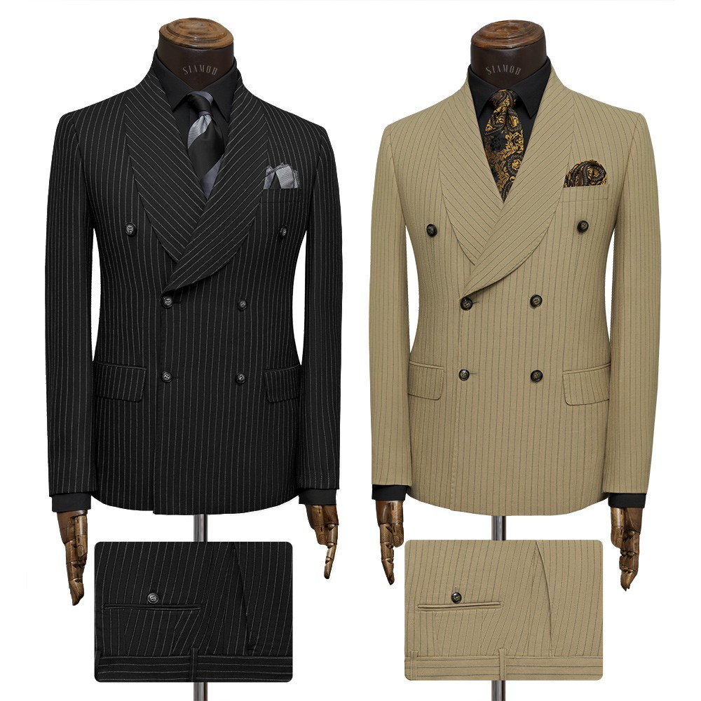 کت و شلوار دبل برست TEKE یقه اسموکینگ دیپلمات بافت جناقی wool