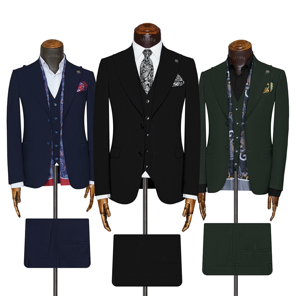 کت وشلوار ژیله دو دکمه دو چاک یقه بلیزر شاخدار التین سیامد H_26/04/402