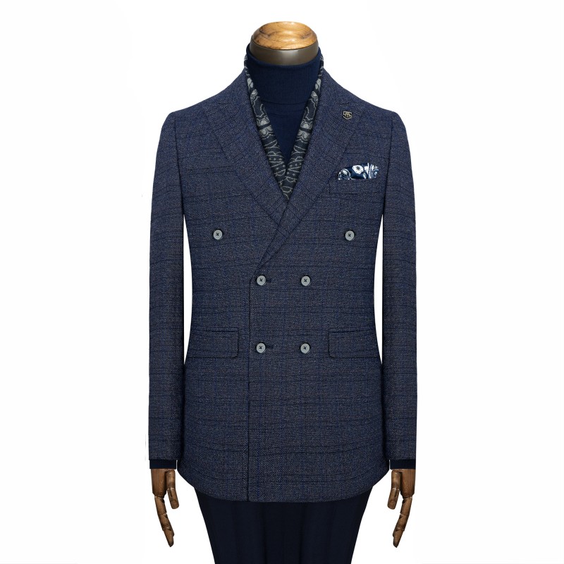 تک کت دبل برست دوچاک یقه بلیزر شاخدار آکفیل سیامد E-11-06-99 Siamod