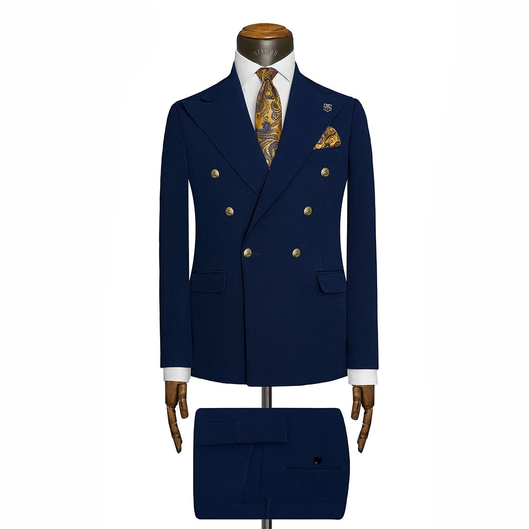 کت و شلوار یقه کنت دبل برست چهار دکمه پلی ویسکون لاکرا سیامد کد4/07/402JOL